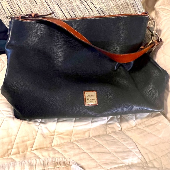Dooney Bourke large black with tan and gold hardware - Picture 1 of 5